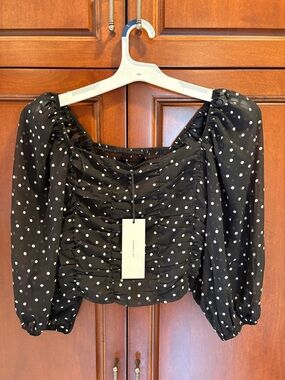 RoseBullet Women's Mid-Length Sleeve Mid-Drift Crop Top Sheer Size 10 New Tags